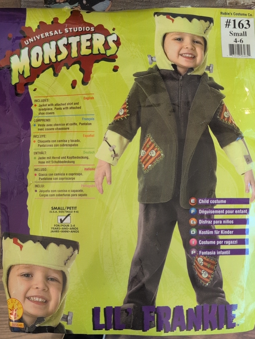 Rubie's Universal Monsters Lil' Frankie Costume - Green and Black